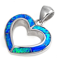 Silver Lab Opal Pendant - Heart