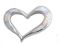 Silver Lab Opal Pendant - Heart