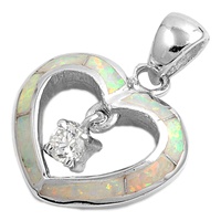 Silver Lab Opal Pendant - Heart