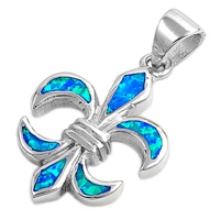 Silver Lab Opal Pendant - Fleur De Lis