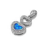 Silver Lab Opal Pendant - Heart