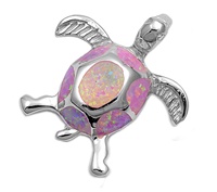 Silver Lab Opal Pendant - Turtle