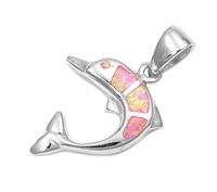 Silver Lab Opal Pendant - Dolphin