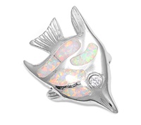 Silver Lab Opal Pendant - Angel Fish