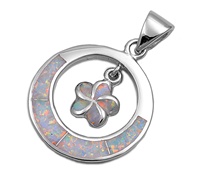 Silver Lab Opal Pendant - Plumeria