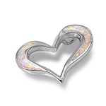 Silver Lab Opal Pendant - Heart