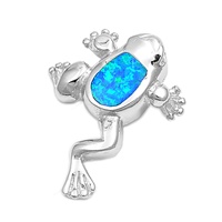 Silver Lab Opal Pendant - Frog