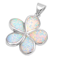 Silver Lab Opal Pendant - Flower