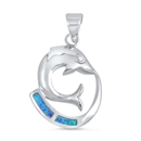 Silver Lab Opal Pendant - Dolphin