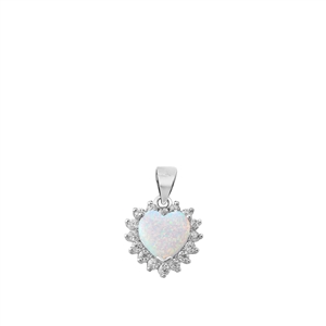 Silver Lab Opal Pendant - Heart