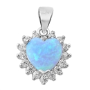 Silver Lab Opal Pendant - Heart