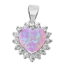 Silver Lab Opal Pendant - Heart