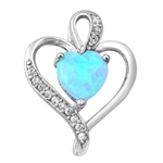 Silver Lab Opal Pendant - Heart