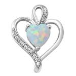 Silver Lab Opal Pendant - Heart