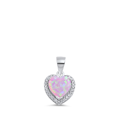 Silver Lab Opal Pendant - Heart