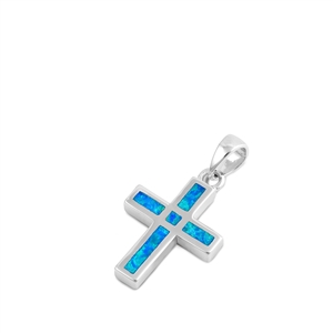 Silver Lab Opal Pendant - Cross