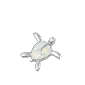 Silver Lab Opal Pendant - Turtle