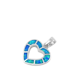 Silver Lab Opal Pendant - Heart