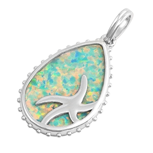 Silver Lab Opal Pendant - Starfish