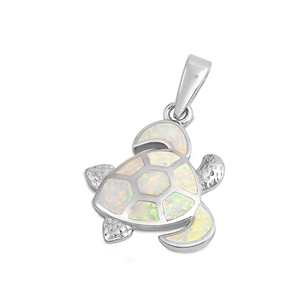 Silver Lab Opal Pendant - Turtle