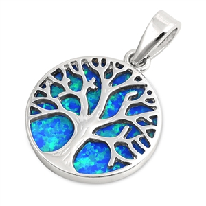 Silver Lab Opal Pendant - Tree of Life