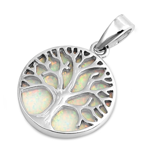 Silver Lab Opal Pendant - Tree of Life