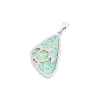 Silver Lab Opal Pendant - Turtle