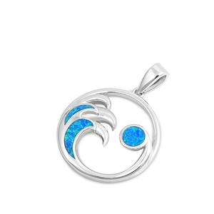 Silver Lab Opal Pendant - Wave