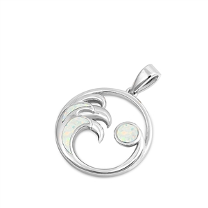 Silver Lab Opal Pendant - Wave