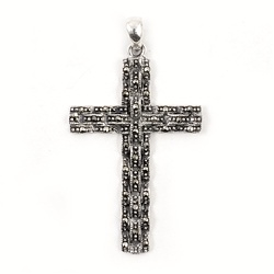 Silver Pendant W/Marcasite - Cross
