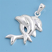 Silver Pendant - Twin Dolphins
