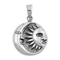 Silver Pendant - Moon and Sun