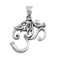 Silver Pendant - Om & Elephant Sign