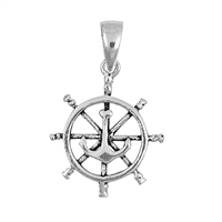 Silver Pendant - Anchor Wheel