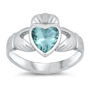 Silver CZ Ring - Claddagh