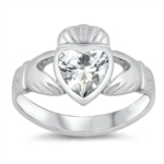 Silver CZ Ring - Claddagh