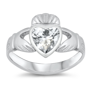 Silver CZ Ring - Claddagh