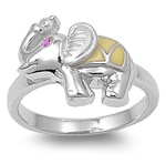 Silver CZ Ring - Elephant