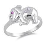 Silver CZ Ring - Elephant