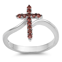 Silver CZ Ring - Cross