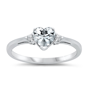 Silver CZ Ring - Heart