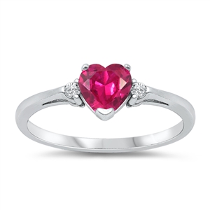 Silver CZ Ring - Heart