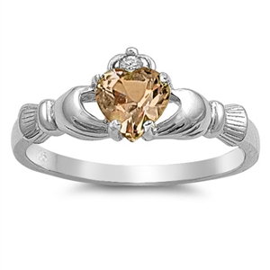 Silver CZ Ring - Claddagh