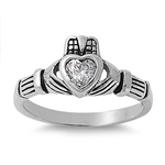 Silver CZ Ring - Claddagh