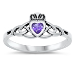 Silver CZ Ring - Claddagh ring