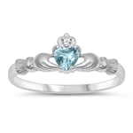 Silver CZ Ring - Claddagh Ring