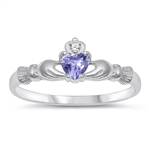 Silver CZ Ring - Claddagh Ring