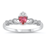 Silver CZ Ring - Claddagh Ring