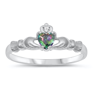 Silver CZ Ring - Claddagh Ring