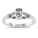 Silver CZ Ring - Claddagh